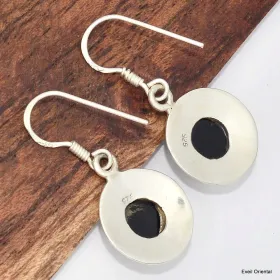 Boucles d'oreilles Onyx noir cabochon - Bijoux en Onyx noir