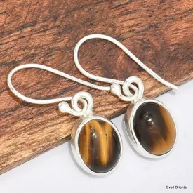 Boucles d'oreilles ovales Oeil de Tigre - Bijoux en Oeil de Tigre