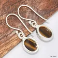 Boucles d'oreilles ovales Oeil de Tigre - Bijoux en Oeil de Tigre