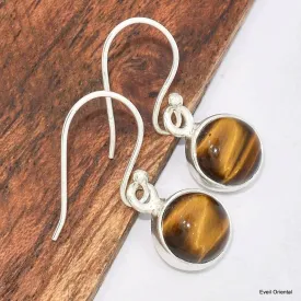 Boucles d'oreilles rondes en Oeil de Tigre - Bijoux en Oeil de Tigre