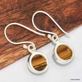 Boucles d'oreilles rondes en Oeil de Tigre - Bijoux en Oeil de Tigre