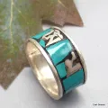 Bague turquoise Mantra de Chenrezi - Bagues tibétaines bouddhistes