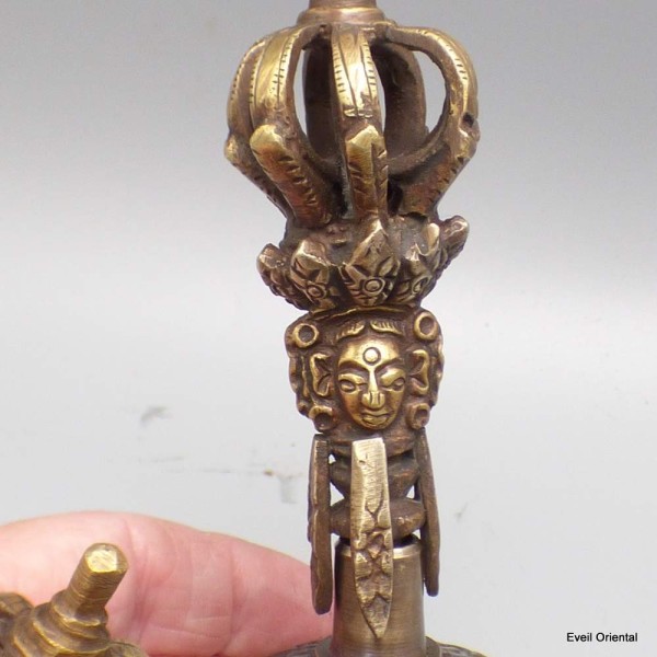 Cloche et dorjé tibétain bronze 16 cm Cloches et dorjé tibétains DOVAJ16