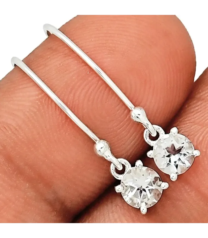  Boucles d'oreilles Pétalite facettée - Boucles d'oreilles en pierres naturelles