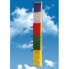 Drapeau tibétain vertical 2,1 m qualité supérieure soie coton - Drapeaux tibétains