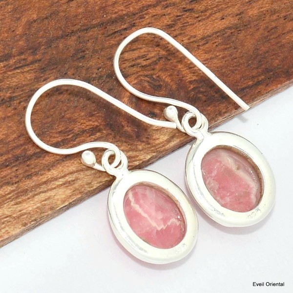 Boucles d'oreilles ovales en Rhodochrosite Bijoux en Rhodochrosite KC105.1