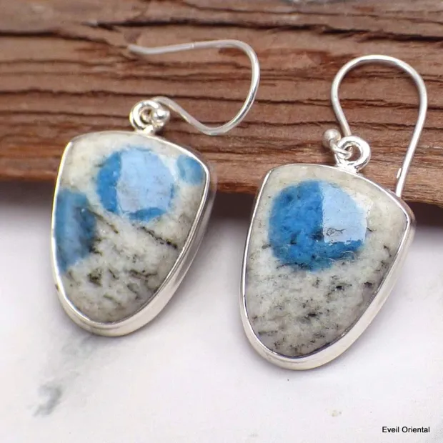 Boucles d'oreilles Jaspe K2 semi-ovales - Bijoux en Jaspe K2