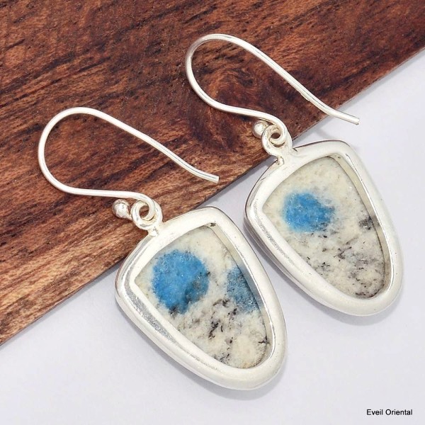 Boucles d'oreilles Jaspe K2 semi-ovales Bijoux en Jaspe K2 KC106.1