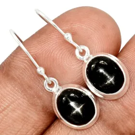Boucles d'oreilles ovales Black Star Diopside - Bijoux en Black Star Diopside