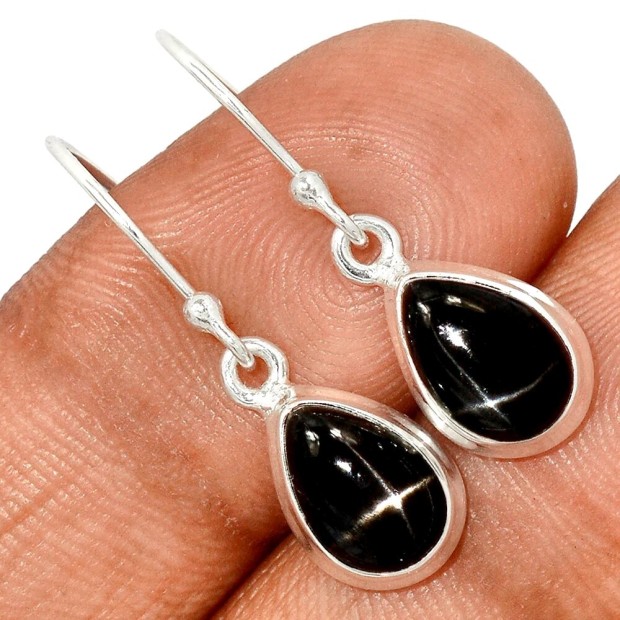 Boucles d'oreilles goutte Black Star Diopside Bijoux en Black Star Diopside KC108.1