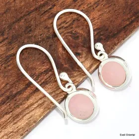 Boucles d'oreilles Opale rose forme ronde - Bijoux en Opale Rose