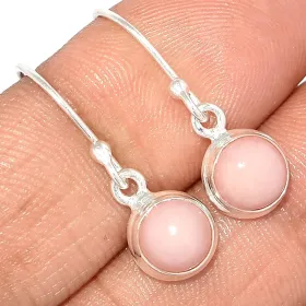 Boucles d'oreilles Opale rose forme ronde - Bijoux en Opale Rose
