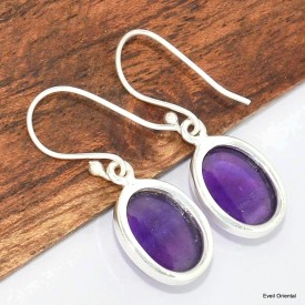 Boucles d'oreilles ovales Améthyste véritable Boucles d'oreilles en pierres KC111.1