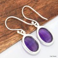 Boucles d'oreilles ovales Améthyste véritable Boucles d'oreilles en pierres KC111.1