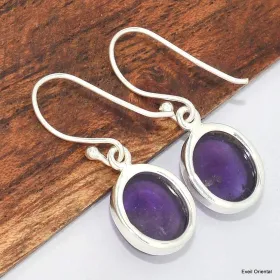 Boucles d'oreilles ovales en Améthyste véritable - Boucles d'oreilles en pierres naturelles