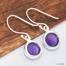 Boucles d'oreilles rondes Améthyste véritable Boucles d'oreilles en pierres KC111.4