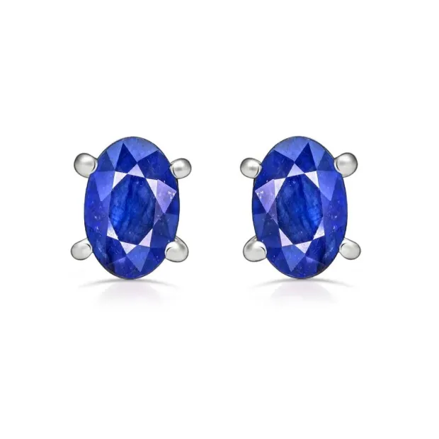 Clous d'oreilles en Saphir facetté - Bijoux en saphir bleu