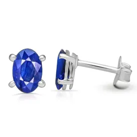 Clous d'oreilles en Saphir facetté - Bijoux en saphir bleu