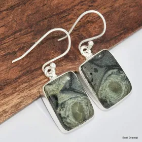 Boucles d'oreilles en Jaspe Kambaba rectangulaires - Bijoux en Jaspe