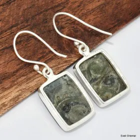 Boucles d'oreilles en Jaspe Kambaba rectangulaires - Bijoux en Jaspe