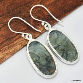 Boucles d'oreilles ovales Jaspe Kambaba - Bijoux en Jaspe