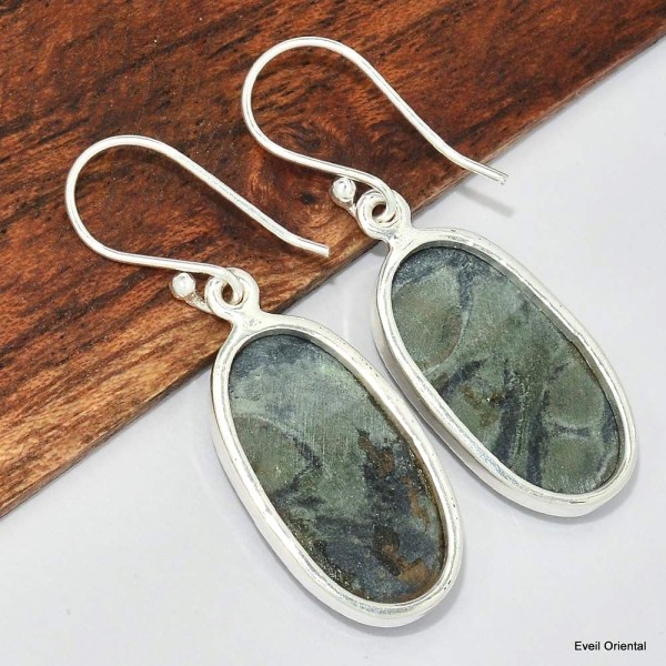 Boucles d'oreilles ovales Jaspe Kambaba Bijoux en Jaspe KC113.2