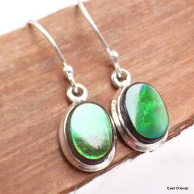 Boucles d'oreilles ovales Ammolite verte grade AAA - Bijoux en Ammolite