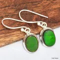 Boucles d'oreilles ovales Ammolite verte grade AAA - Bijoux en Ammolite