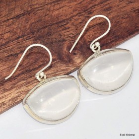 Boucle d'oreilles semi-rondes en Sélénite Boucles d'oreilles en pierres KC115