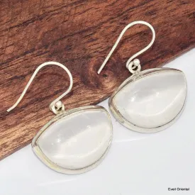 Boucle d'oreilles semi-rondes en Sélénite - Boucles d'oreilles en pierres naturelles