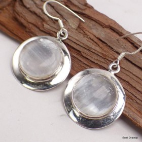 Boucle d'oreilles rondes en Sélénite Boucles d'oreilles en pierres KC115.3
