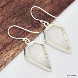 Boucle d'oreilles Selenite forme losange - Boucles d'oreilles en pierres naturelles