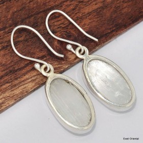 Boucle d'oreilles Selenite ovales allongées Boucles d'oreilles en pierres KC115.5