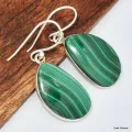 Boucles d'oreilles Malachite forme libre - Boucles d'oreilles en pierres naturelles
