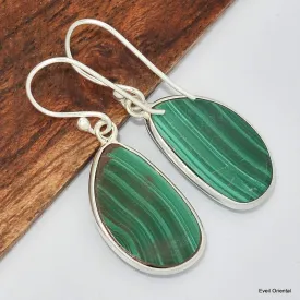 Boucles d'oreilles Malachite forme libre - Boucles d'oreilles en pierres naturelles