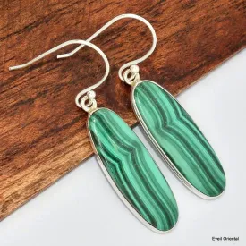 Boucles d'oreilles Malachite ovale allongée - Boucles d'oreilles en pierres naturelles