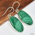 Boucles d'oreilles ovales en Malachite - Boucles d'oreilles en pierres naturelles