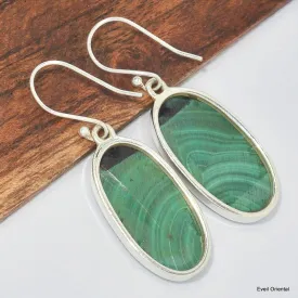Boucles d'oreilles ovales en Malachite - Boucles d'oreilles en pierres naturelles