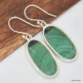 Boucles d'oreilles ovales en Malachite - Boucles d'oreilles en pierres naturelles