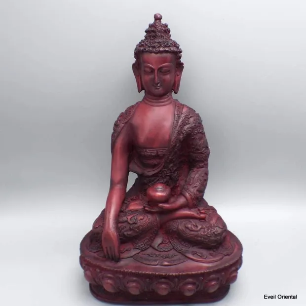 Grande Statue Bouddha rouge Amitabha 27 cm - Statuettes bouddhistes tibétaines artisanales