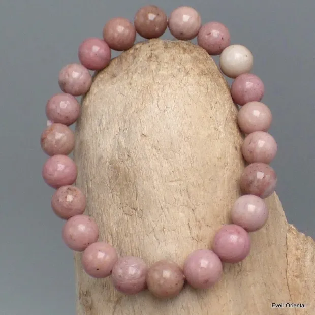 Bracelet mala tibétain en Rhocochrosite - Bracelet en perles et Pierres naturelles