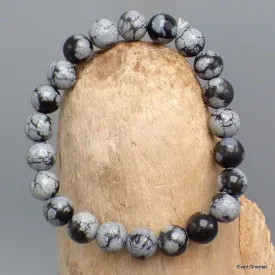 Bracelet mala tibétain Obsidienne noire floconneuse - Bracelet en perles et Pierres naturelles