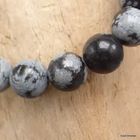 Bracelet mala tibétain Obsidienne noire floconneuse - Bracelet en perles et Pierres naturelles