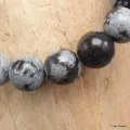 Bracelet mala tibétain Obsidienne noire floconneuse - Bracelet en perles et Pierres naturelles
