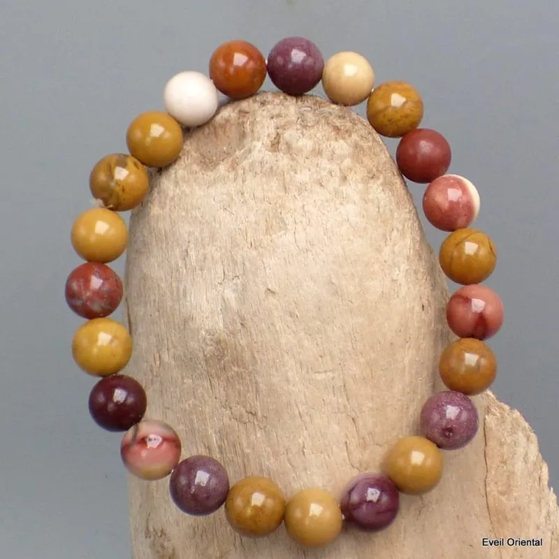Bracelet mala tibétain Jaspe Mokaïte - Bracelet en perles et Pierres naturelles