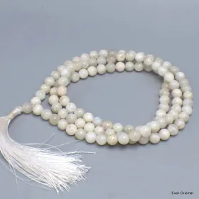 Mala tibétain Pierre de lune blanche - Mala tibétain 108 perles
