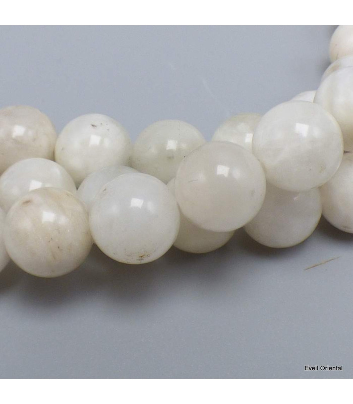 Collier mala tibétain Pierre de lune blanche Mala tibétain 108 perles MADP52