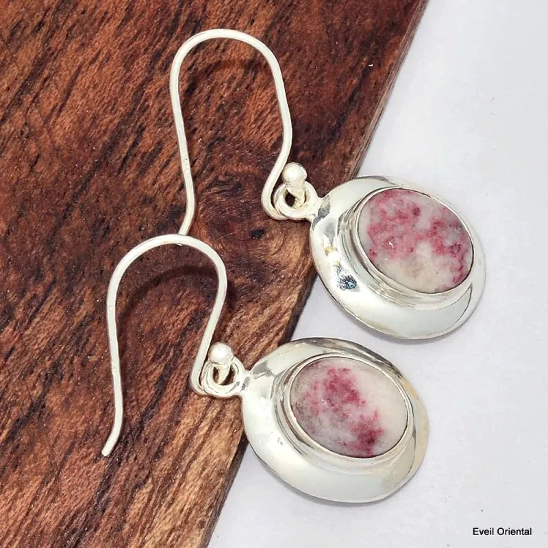Boucles d'oreilles ovales en Cinabre - Boucles d'oreilles en pierres naturelles