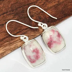 Boucles d'oreilles Cinabre sur quartz rectangulaires - Boucles d'oreilles en pierres naturelles