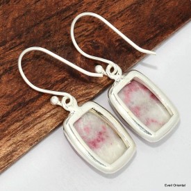 Boucles d'oreilles Cinabre sur quartz rectangulaires Boucles d'oreilles en pierres KC119.1